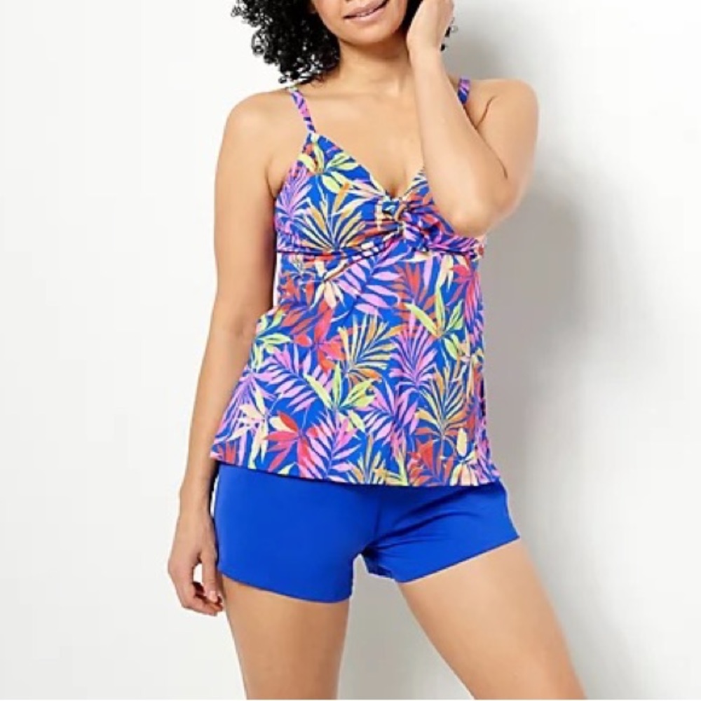 Kim Gravel x Swimsuits For All Tie Front Top and Short Set - Picture 1 of 9